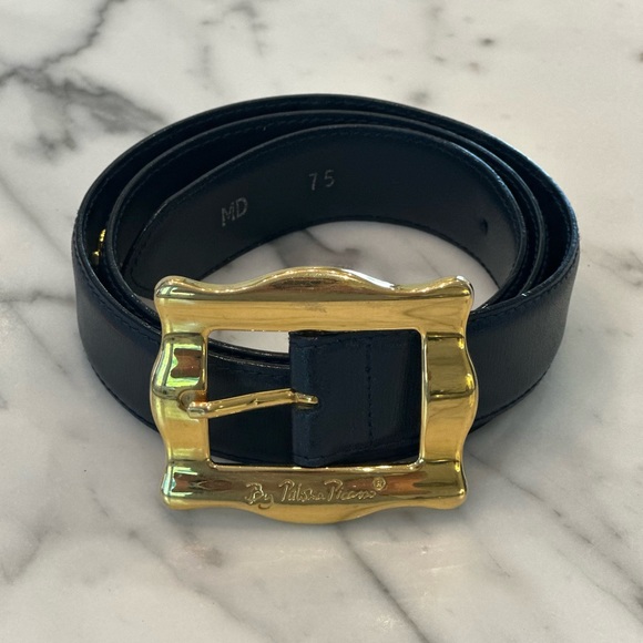 Paloma Picasso Women’s Navy / Black Leather Belt - SIZE M (75) - Picture 2 of 14